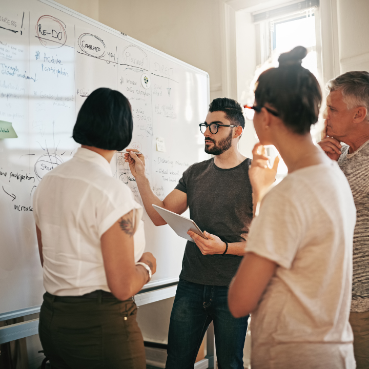 Digital marketers whiteboarding strategy