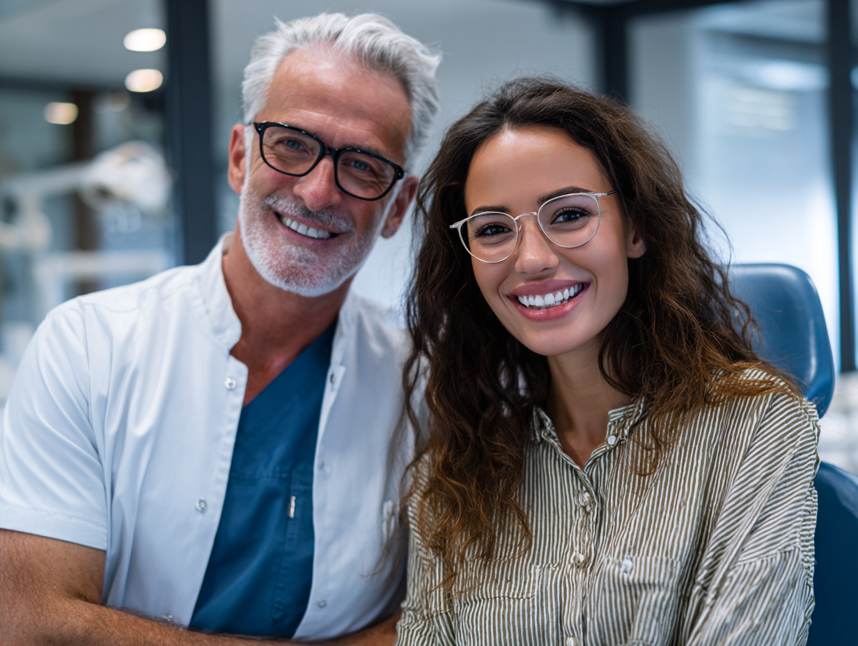 Eye doctor consulting with patient - professional healthcare interaction